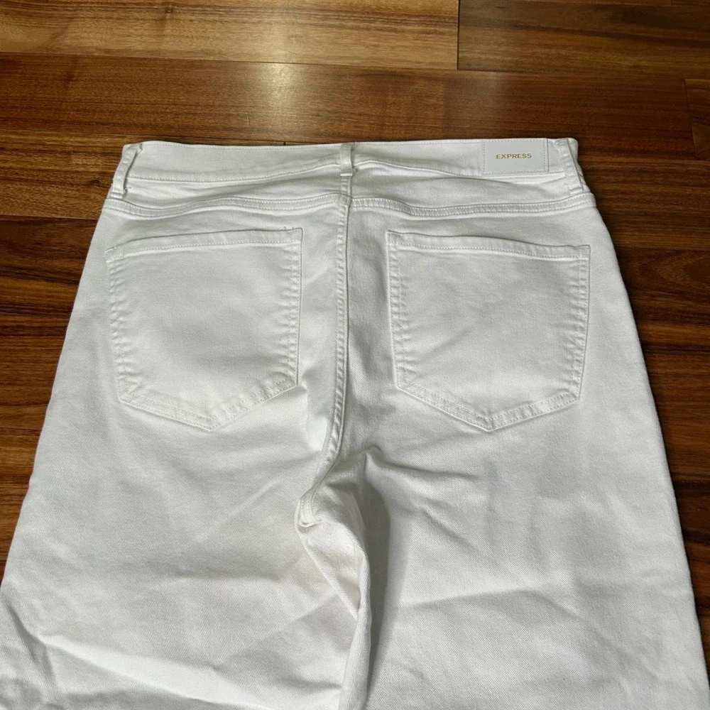 Express Modern Straight Super High Rise White Denim Jeans‎ Women's Size 14R - Picture 7 of 8